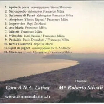 Ed è ricordo che canto si fa, Rückseite